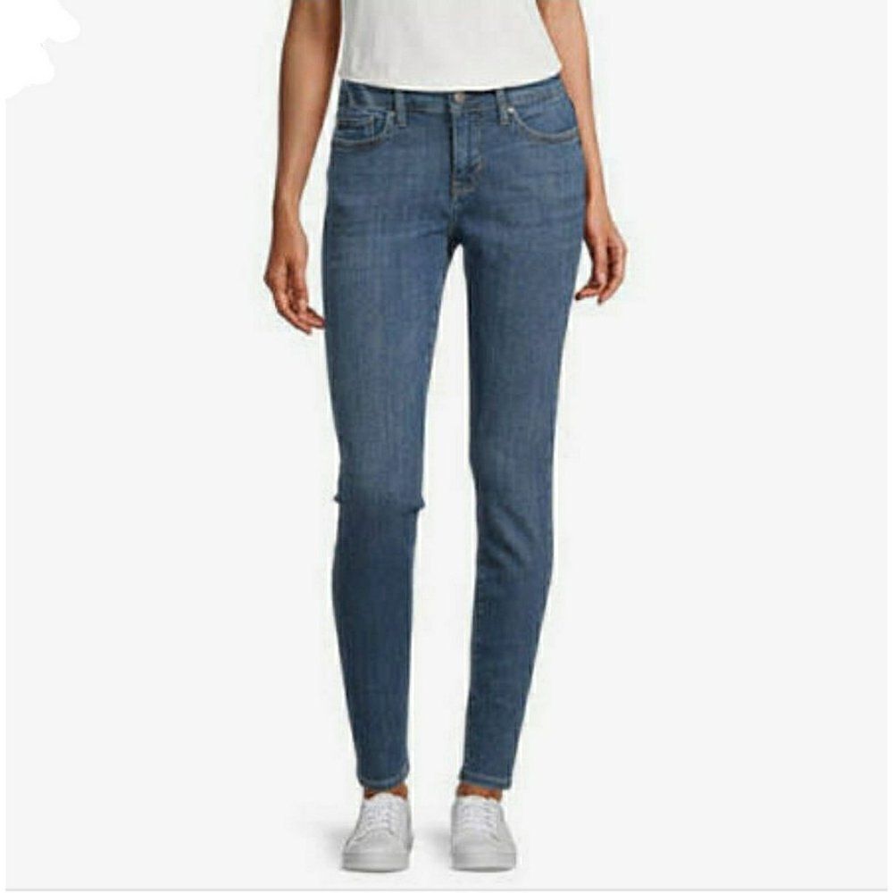 Women's Jeans Size 12 Mid-Rise Stretch Classic Skinny Fit Denim Blue Jeans12